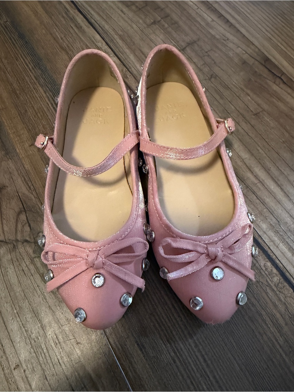 Janie and Jack Girls Pink Jewel Mary Jane Dress Flats with Bow